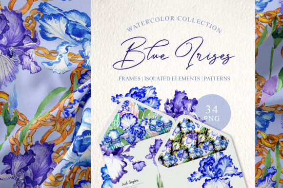 Blue Irises Inspiration Watercolor Illustrations