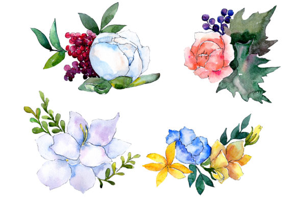 Bouquet Modest Smile Watercolor Illustrations