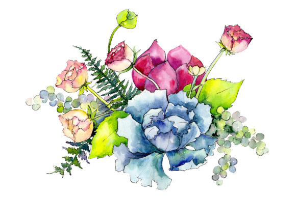 Bouquet Summer Miracle Watercolor Illustrations