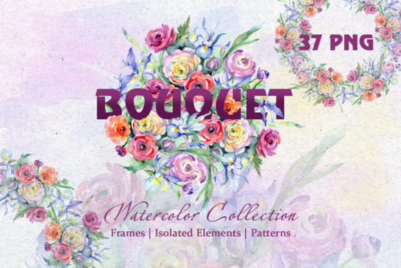 Bright Watercolor Bouquets Illustrations