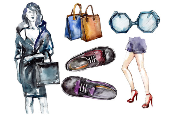 Collection Fashion Peep Watercolor Illustrations