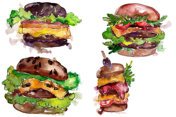 Hamburger Watercolor Illustrations for Local Brands