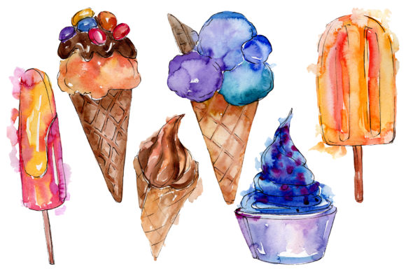Ice Cream Berry Watercolor Illustrations Review