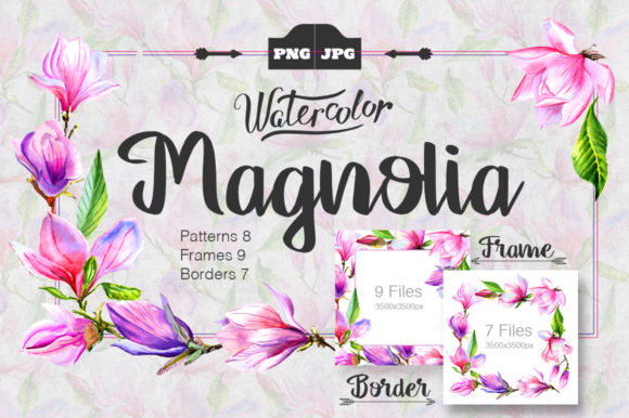Magnolia Watercolor Set & Illustrations