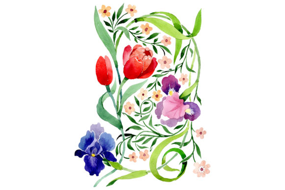 Ornament with Irises and Tulips Watercolor Review