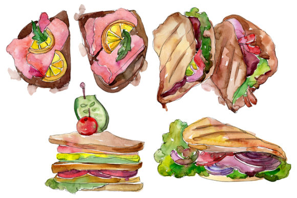 Sandwich Muffuletta Watercolor Illustrations Review