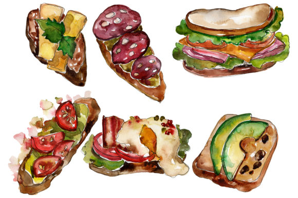 Sandwich Sausage Watercolor Illustrations Review