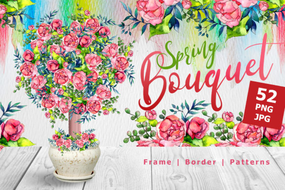 Spring Bouquet Watercolor Set Illustrations