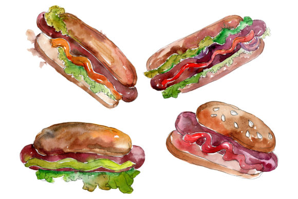 Watercolor Hot-Dog Illustrations Review